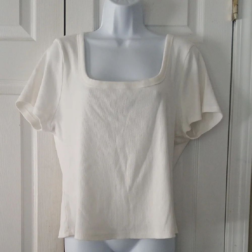Universal Thread off the shoulder cream ribbed short sleeve top Sz XXL NWOT